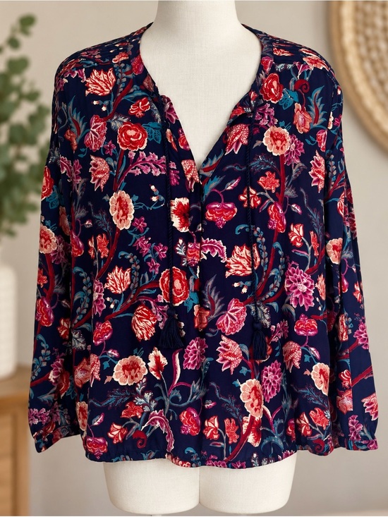 Lucky Brand Tops - Lucky Brand Floral Bohemian Flowy Long Sleeve Blouse Sz L